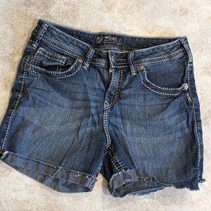 Silver Denim Shorts